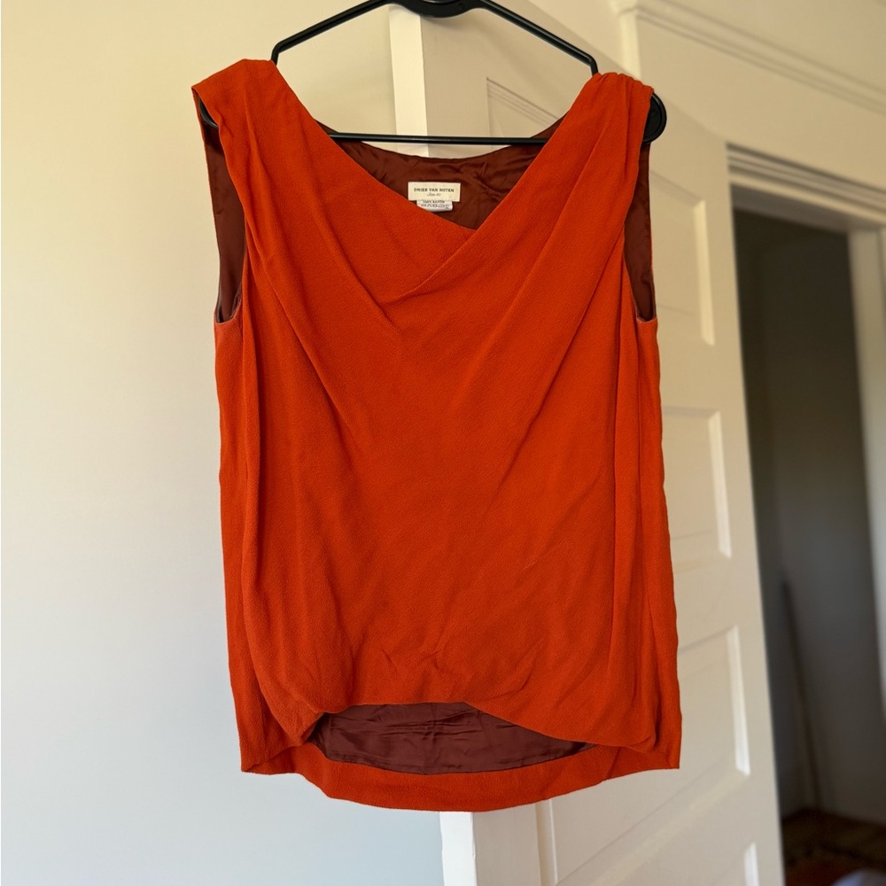 Dries Van Noten Vibrant Orange Drape Blouse